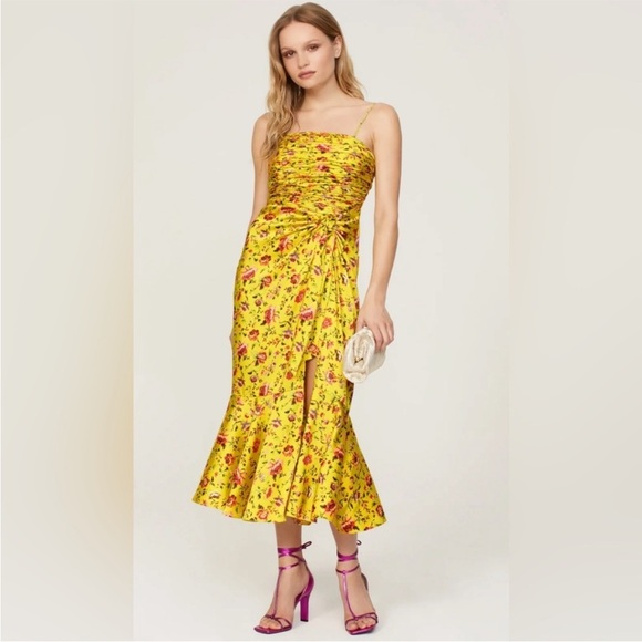 cinq a sept Dresses & Skirts - Cinq a Sept Provence Katz Midi Dress Yellow Floral Size 6 R2